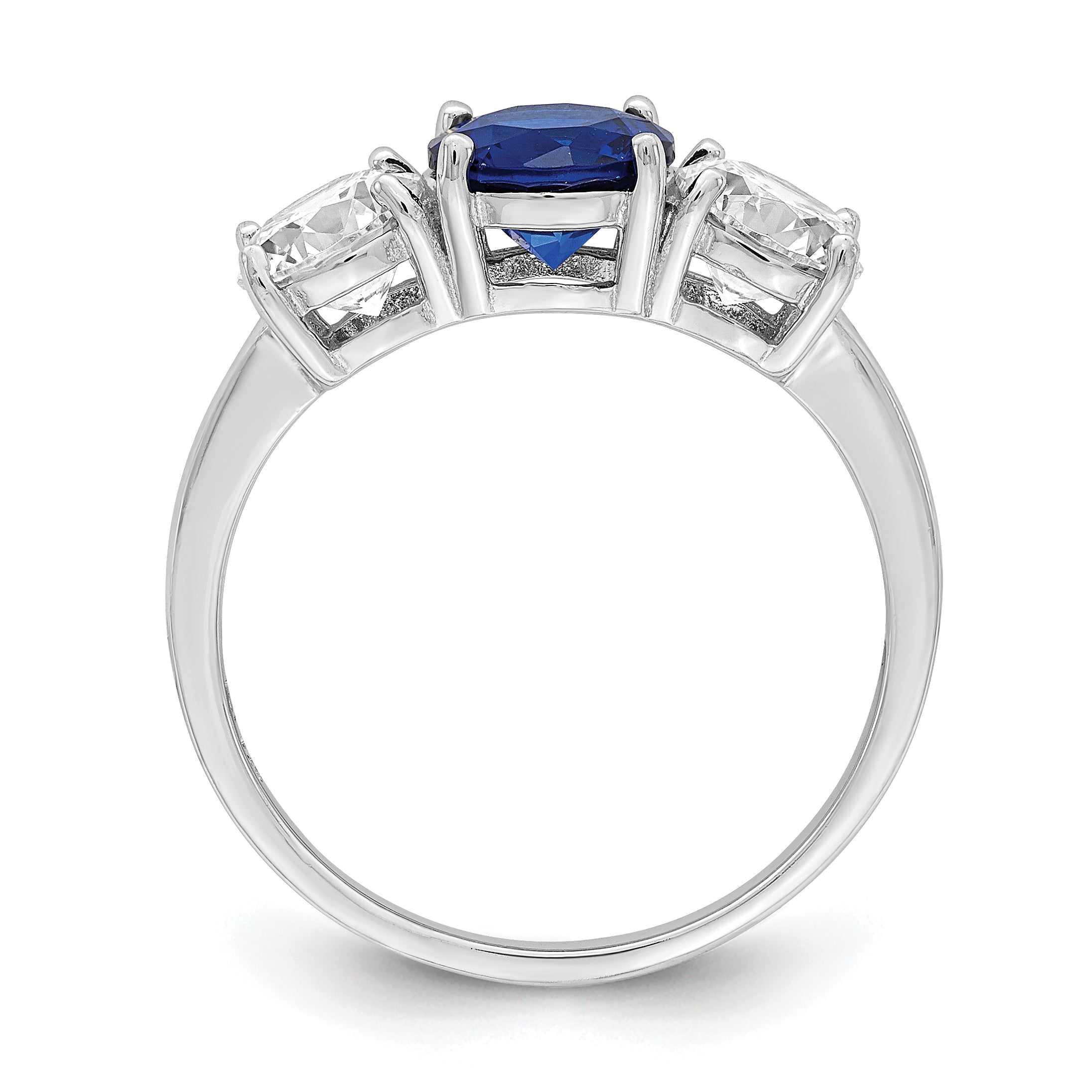 Sterling Silver Rhodium-plated Created Spinel & CZ 3 Stone Ring Secondary image