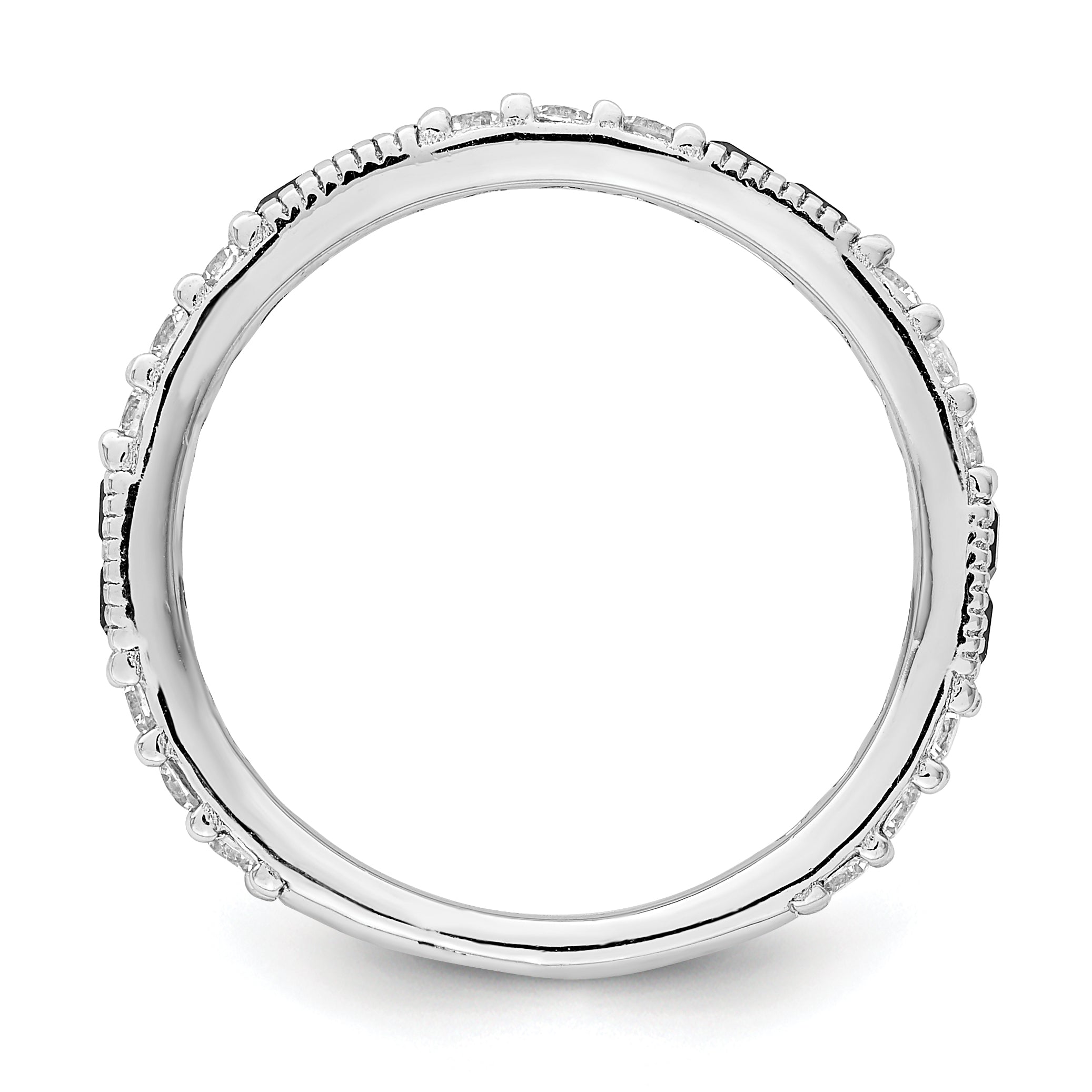 Sterling Silver Rhodium-plated Synthetic Blue Spinel & CZ Ring