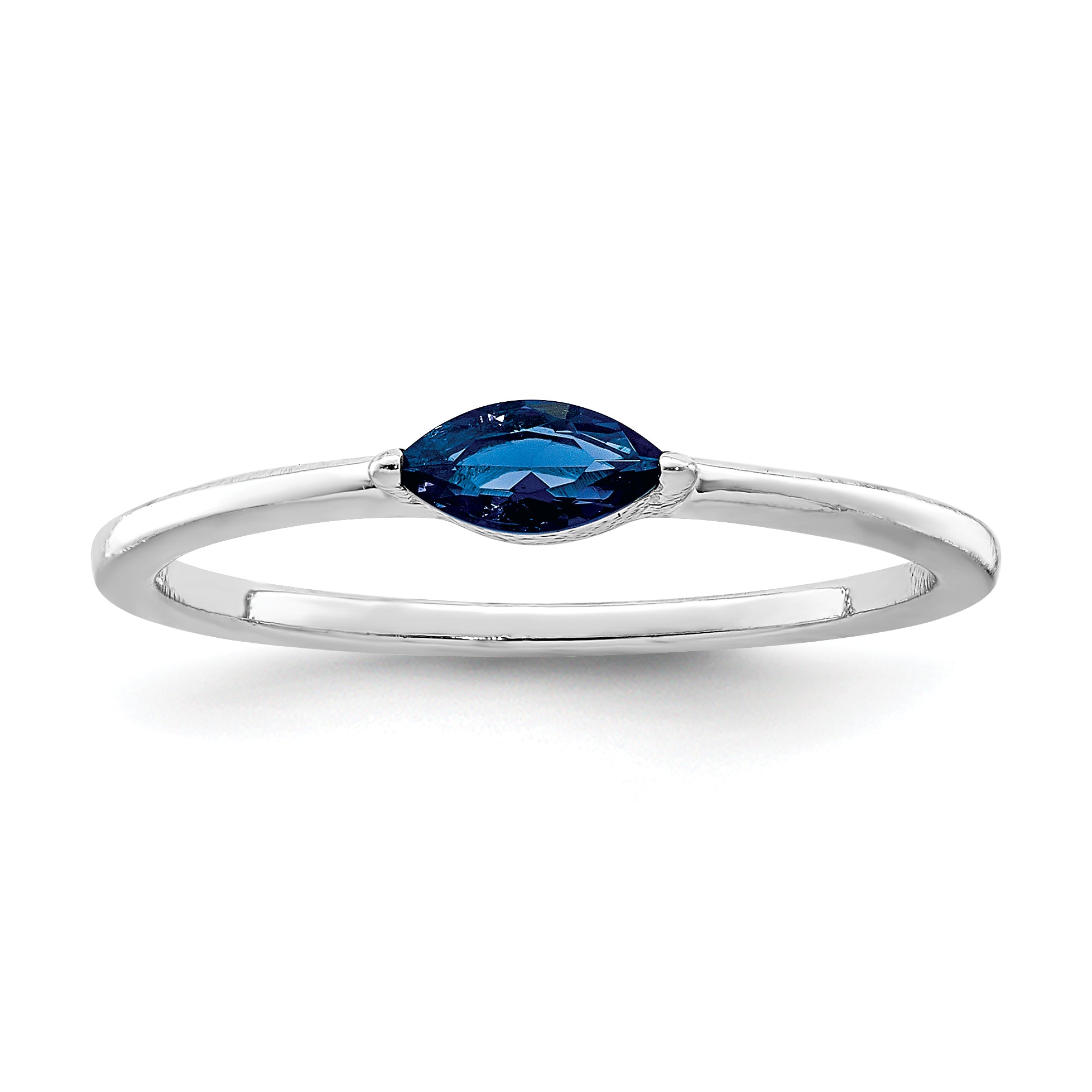 Sterling Silver Rhodium Plated Blue CZ Ring Main image
