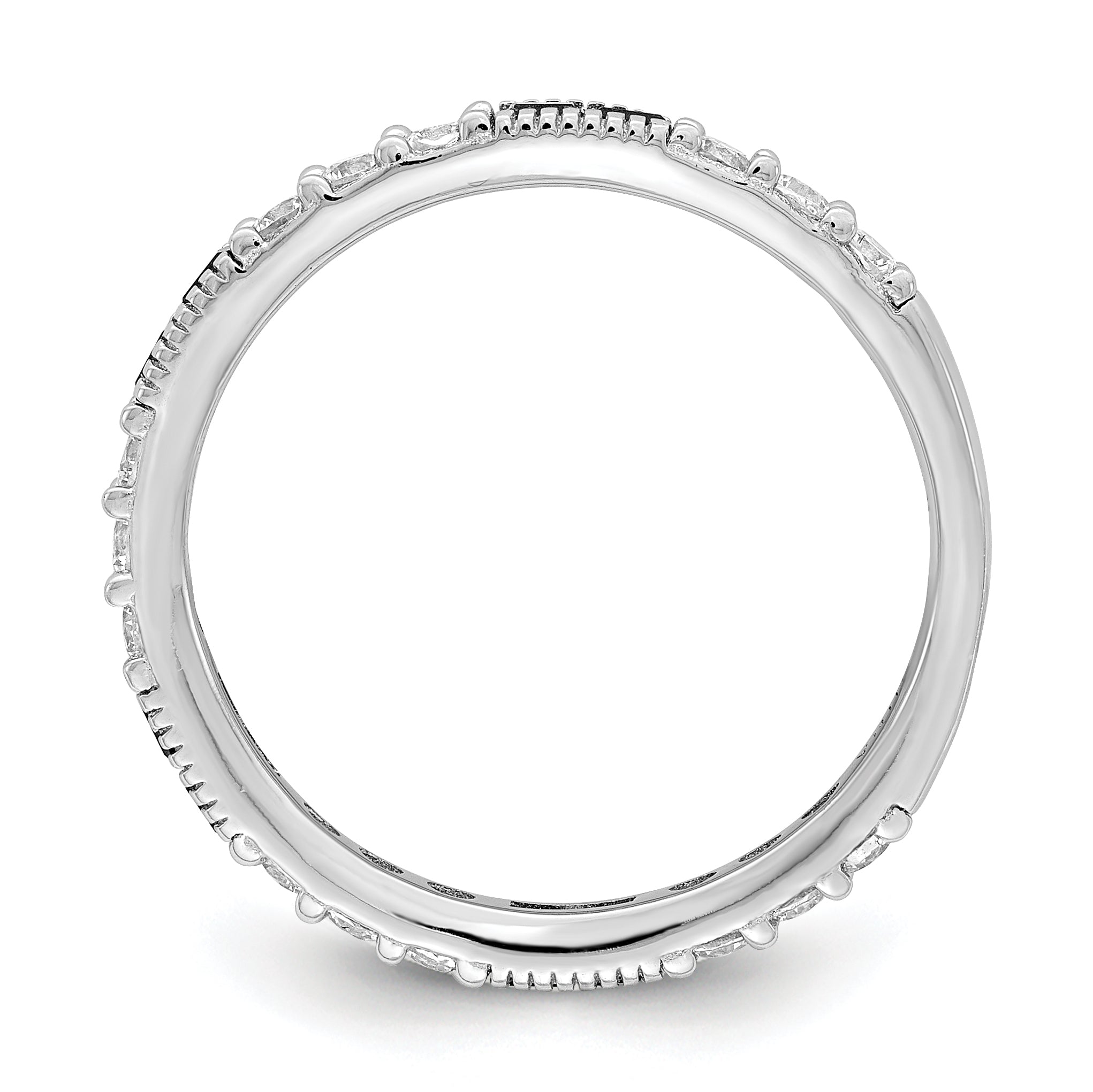 Sterling Silver Rhodium-plated Synthetic Green Spinel & CZ Band Secondary image