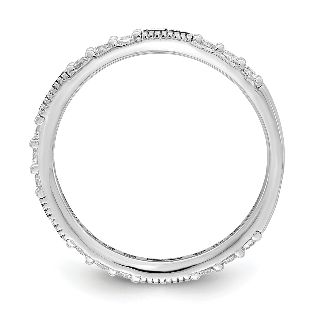 Sterling Silver Rhodium-plated Synthetic Green Spinel & CZ Band