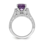 Sterling Silver Rhodium-Plated 8mm Amethyst & White Topaz Ring