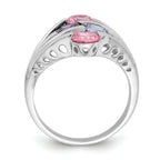 Sterling Silver Rhodium-Plated Pink & Purple Cubic Zirconi 4-Bar Ring