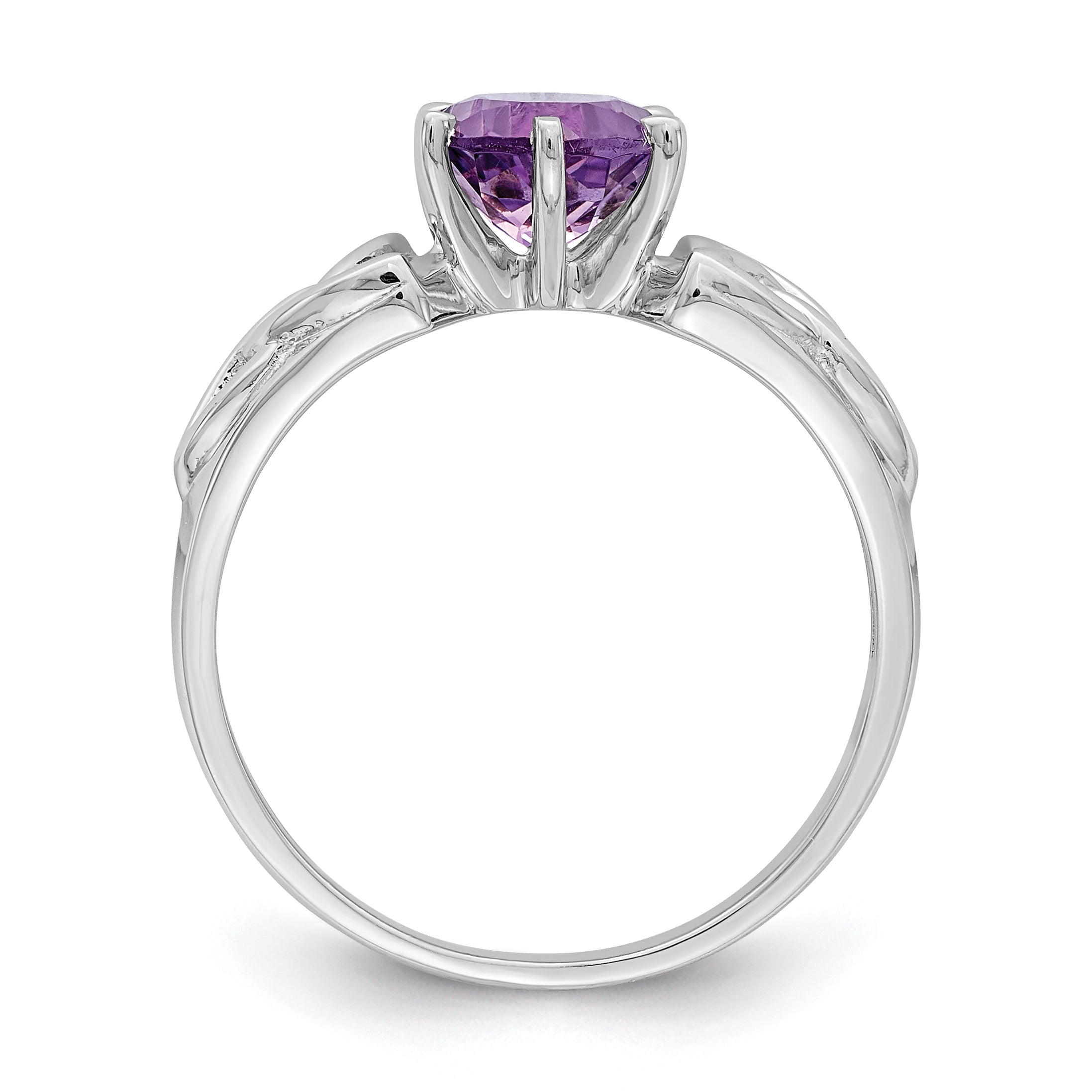 Sterling Silver Rhodium-plated Amethyst Celtic Trinity Ring Secondary image