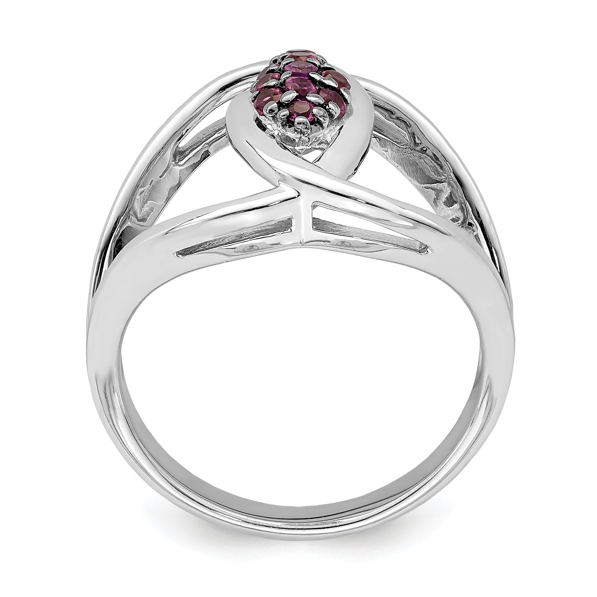 Sterling Silver Rhod-plat Rhodolite Garnet Ring Secondary image