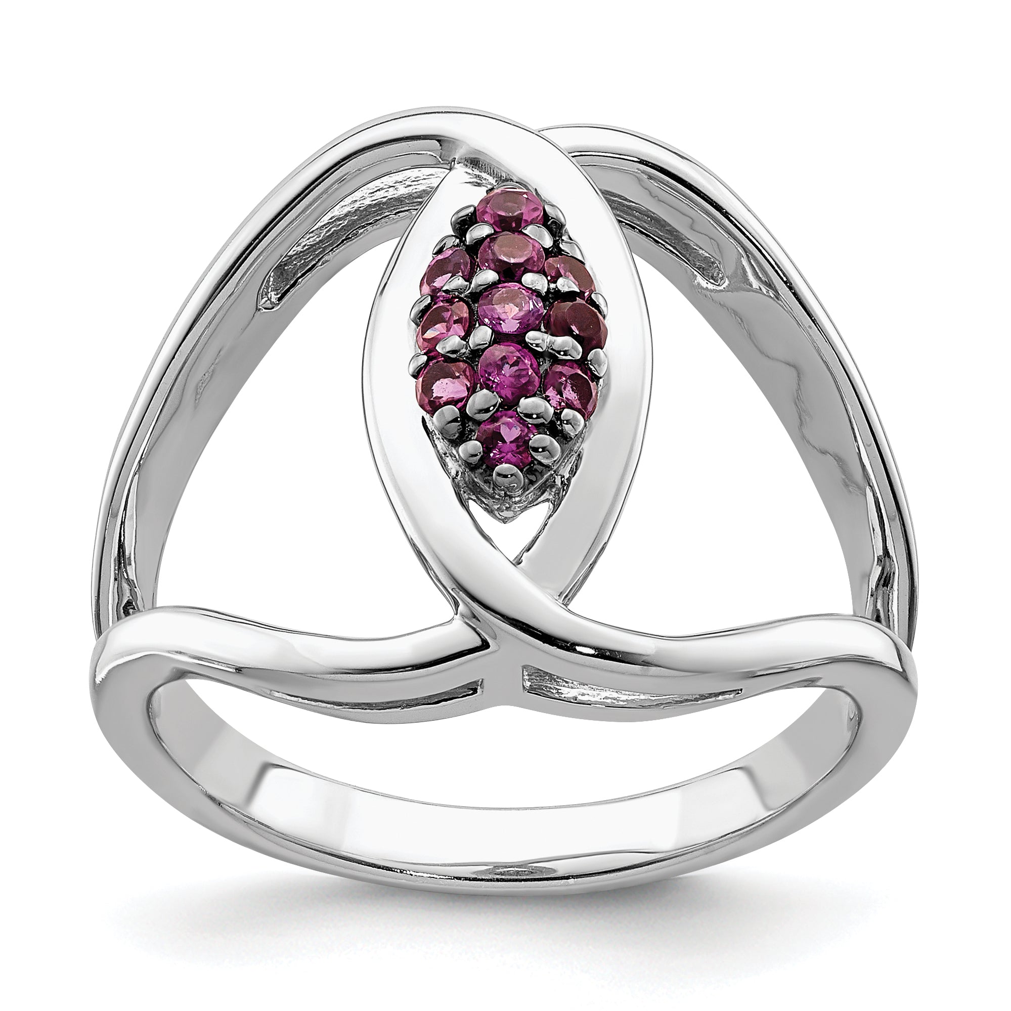 Sterling Silver Rhod-plat Rhodolite Garnet Ring Main image