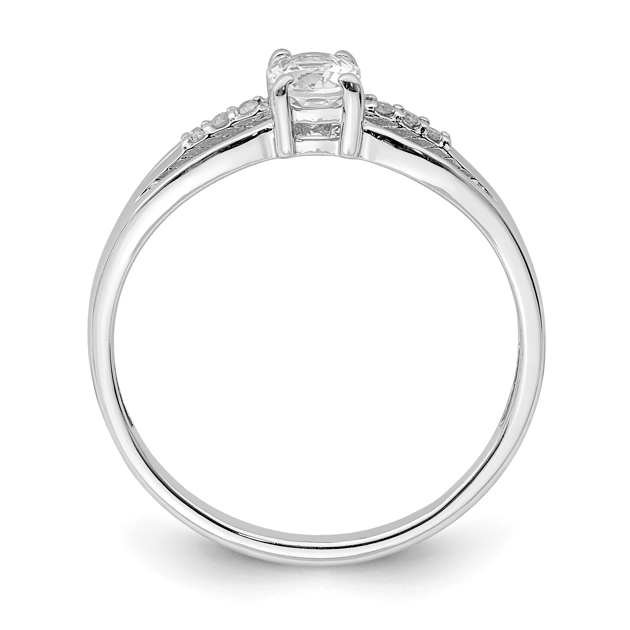 Sterling Silver Rhod-plated Diamond White Topaz Ring Secondary image