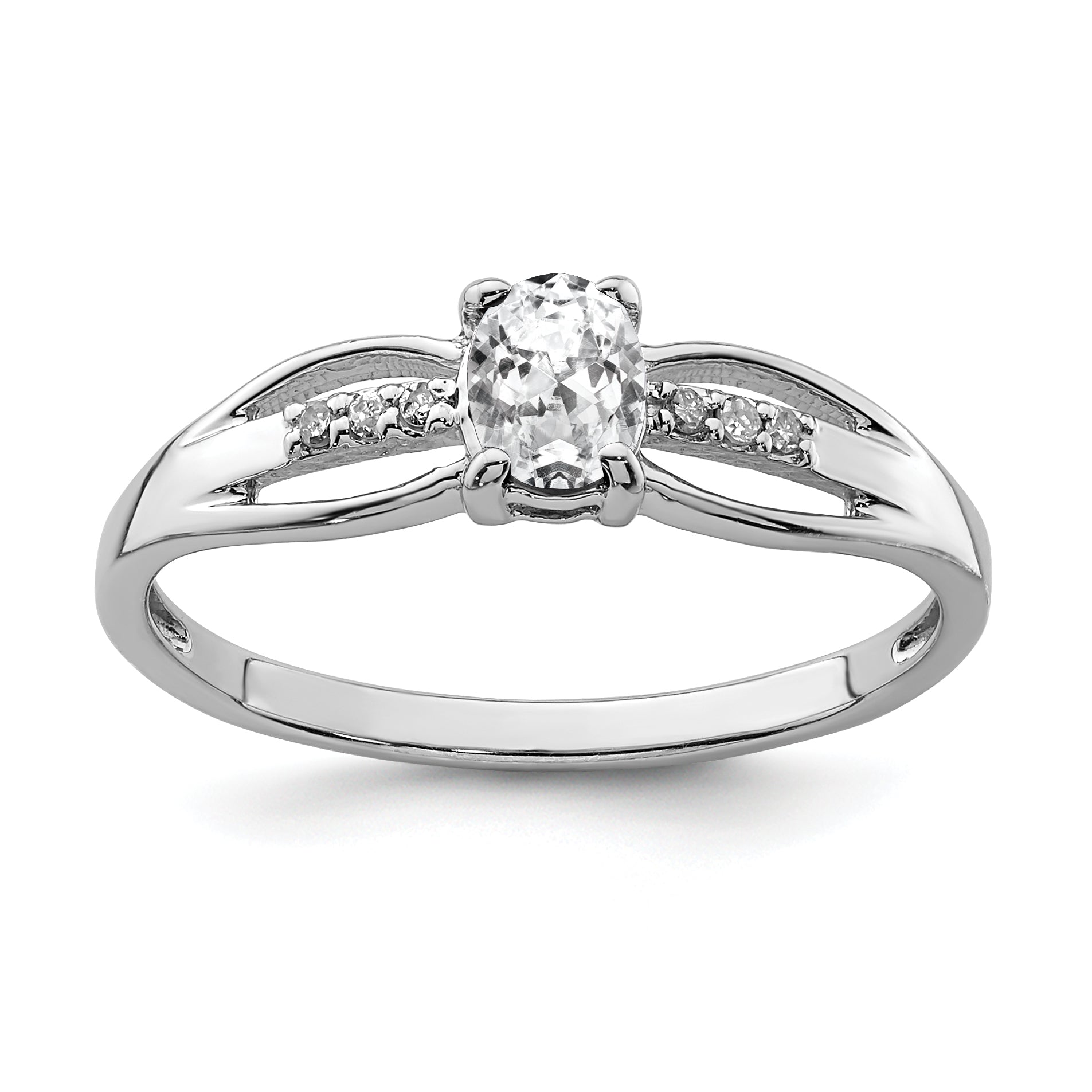 Sterling Silver Rhod-plated Diamond White Topaz Ring Main image