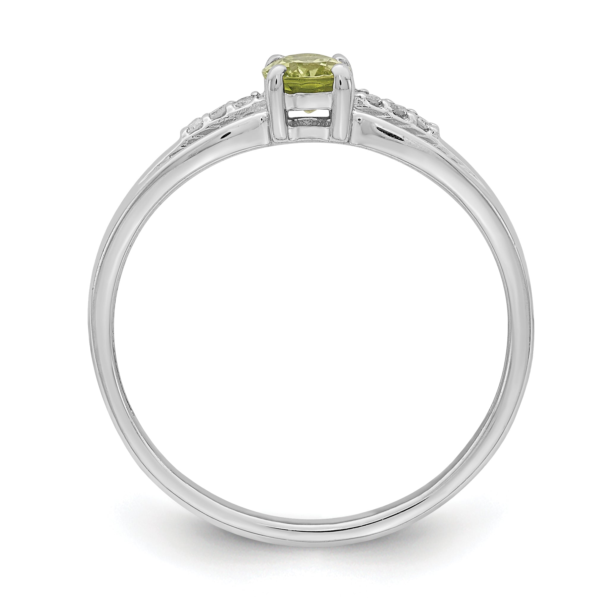 Sterling Silver Rhod-plated Diamond Peridot Ring Secondary image