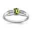 Sterling Silver Rhod-plated Diamond Peridot Ring
