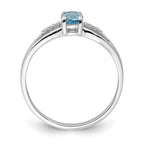 Sterling Silver Rhod-plated Diamond Light Swiss Blue Topaz Ring
