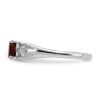 Sterling Silver Rhod-plated Diamond Garnet Ring