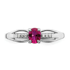 Sterling Silver Rhod-plated Diamond Created Ruby Ring