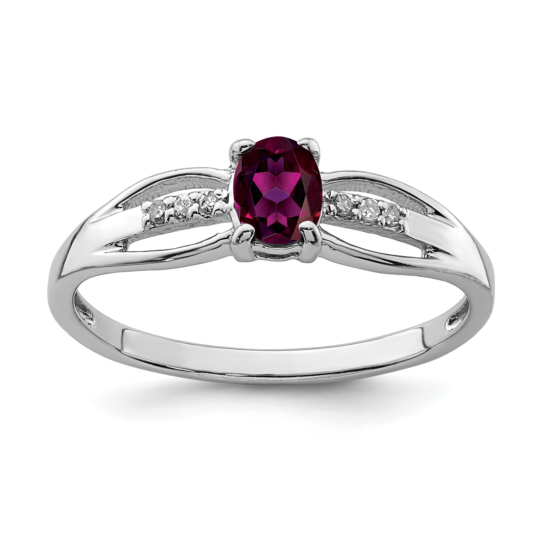 Sterling Silver Rhod-plated Diamond Rhodolite Garnet Ring Main image