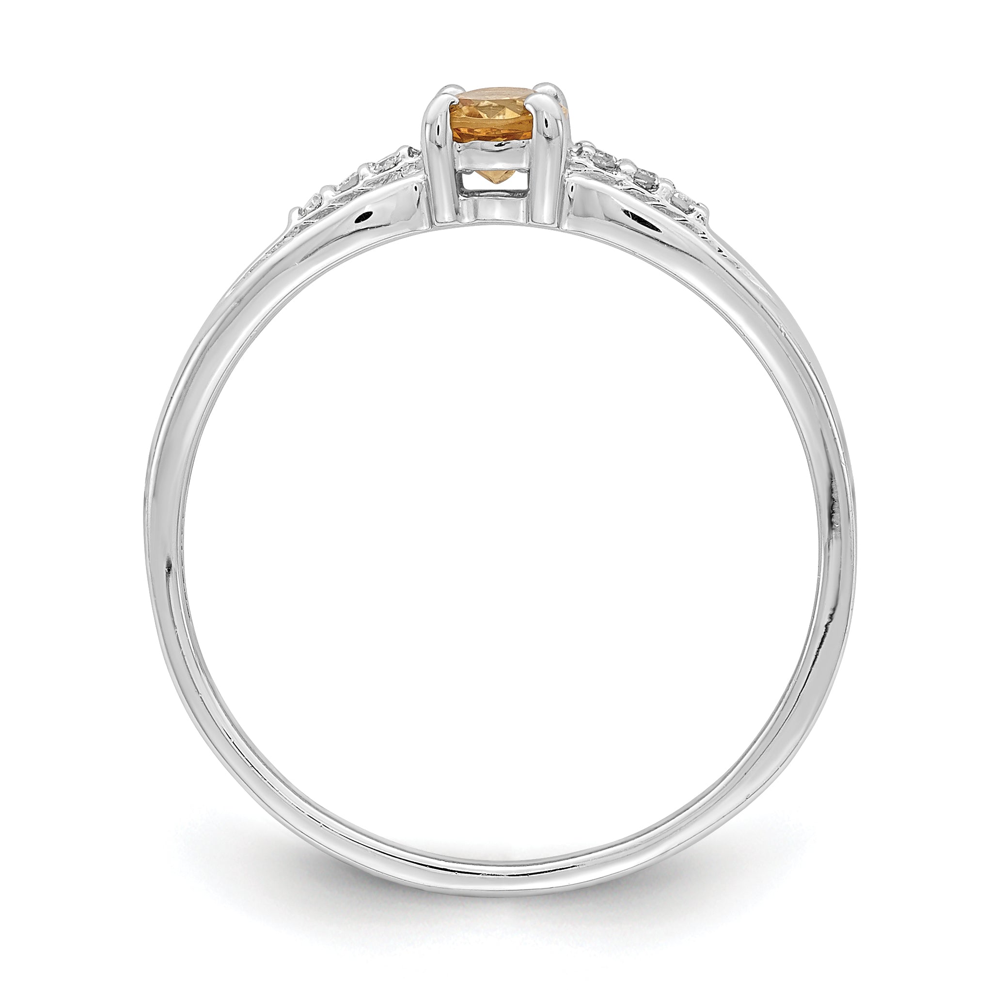 Sterling Silver Rhod-plated Diamond Citrine Ring Secondary image