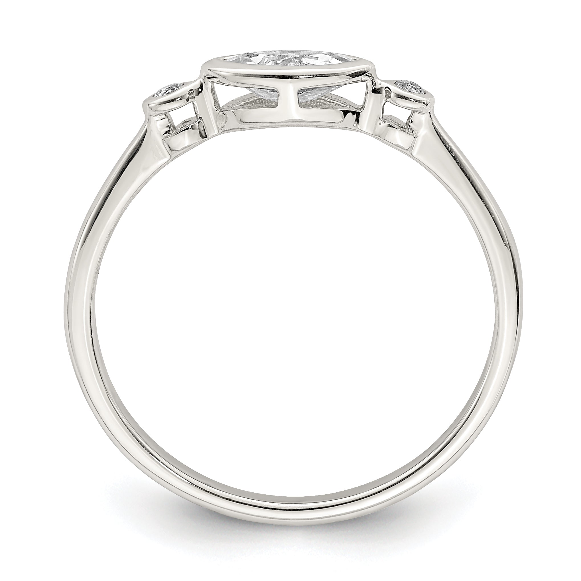 Sterling Silver Rhodium-plated Polished White Topaz Ring Secondary image