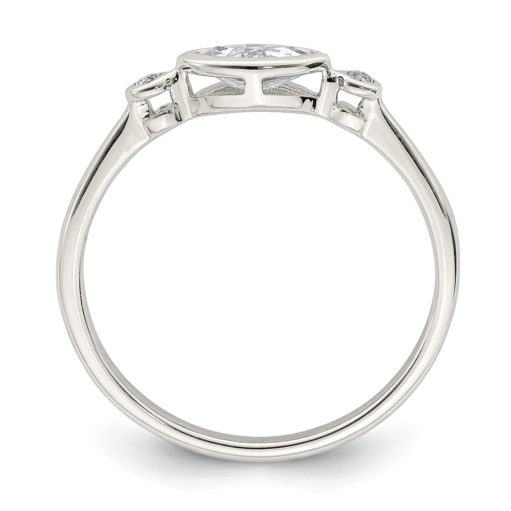 Sterling Silver Rhodium-plated Polished White Topaz Ring