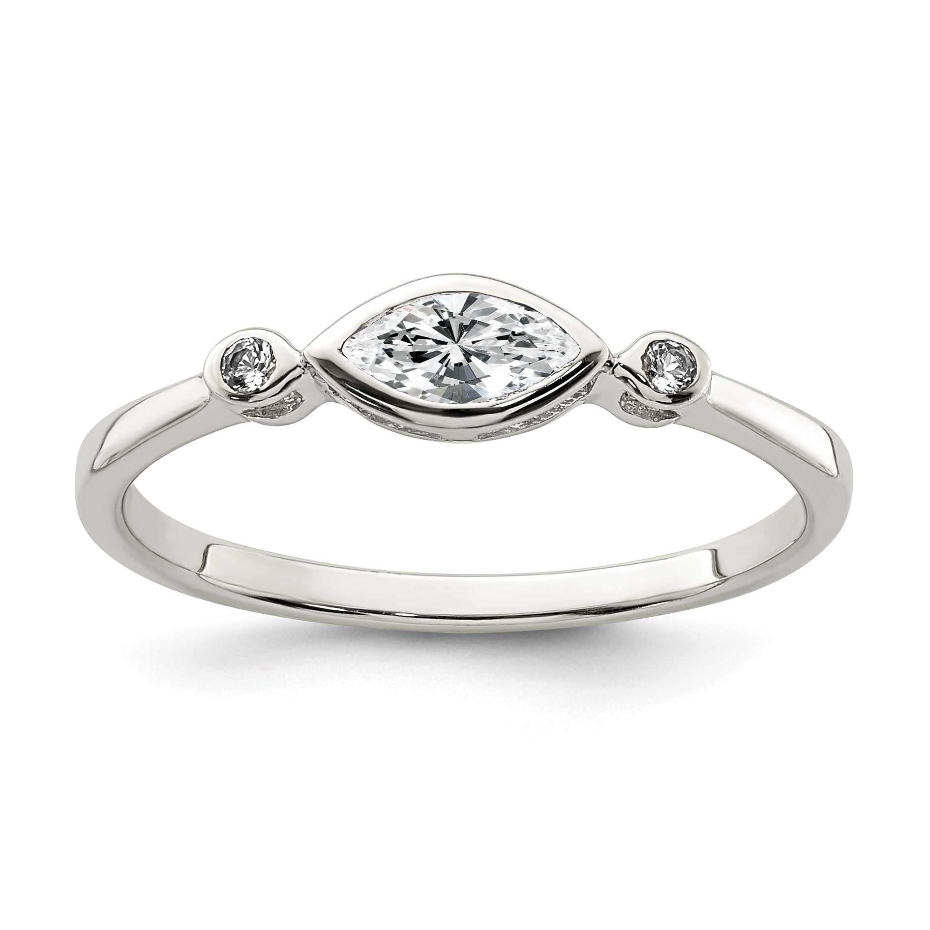 Sterling Silver Rhodium-plated Polished White Topaz Ring Main image