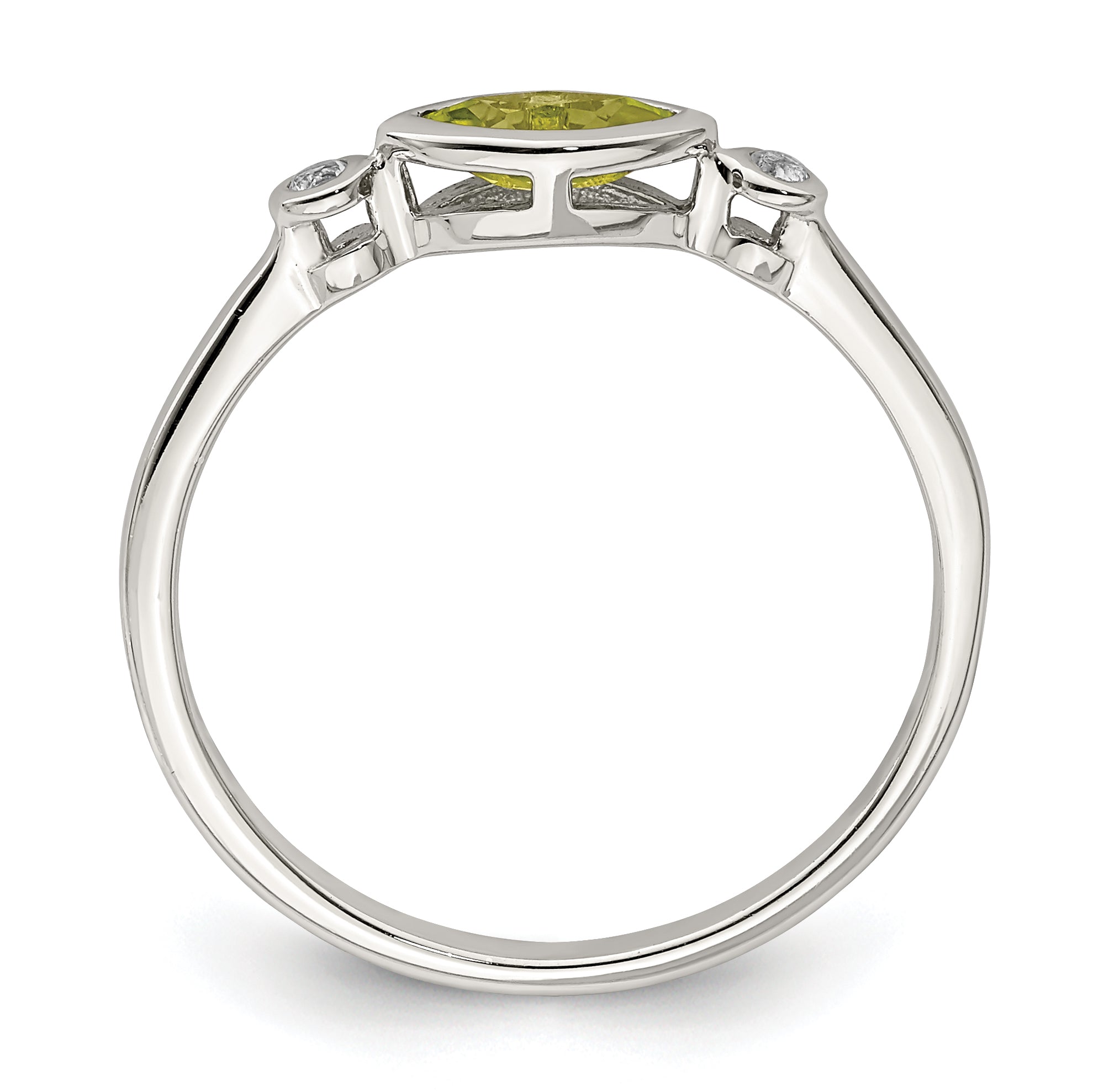 Sterling Silver Rhodium-plated Polished Peridot and White Topaz Ring Secondary image