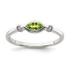 Sterling Silver Rhodium-plated Polished Peridot and White Topaz Ring