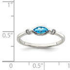 Sterling Silver Rhodium-plated Polished Blue Topaz/White Topaz Ring