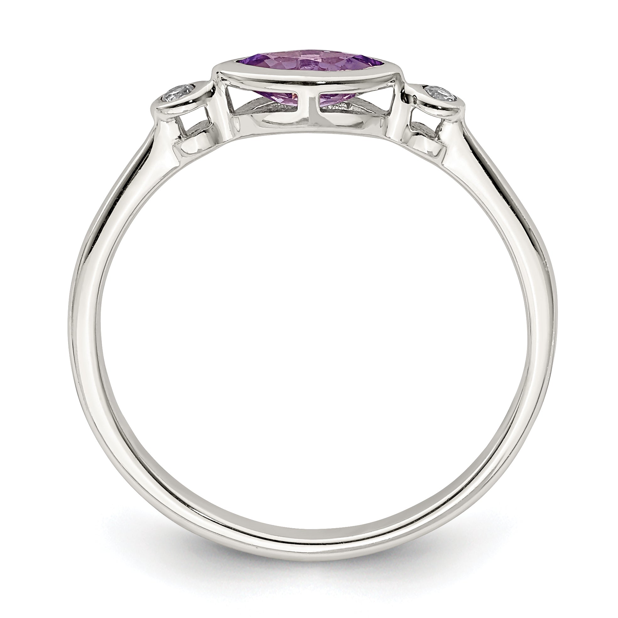 Sterling Silver Rhodium-plated Polished Amethyst/White Topaz Ring Secondary image