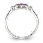 Sterling Silver Rhodium-plated Polished Amethyst/White Topaz Ring