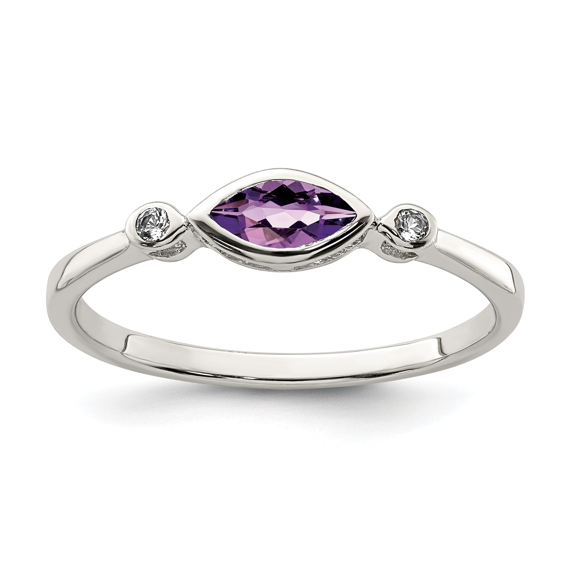 Sterling Silver Rhodium-plated Polished Amethyst/White Topaz Ring Main image