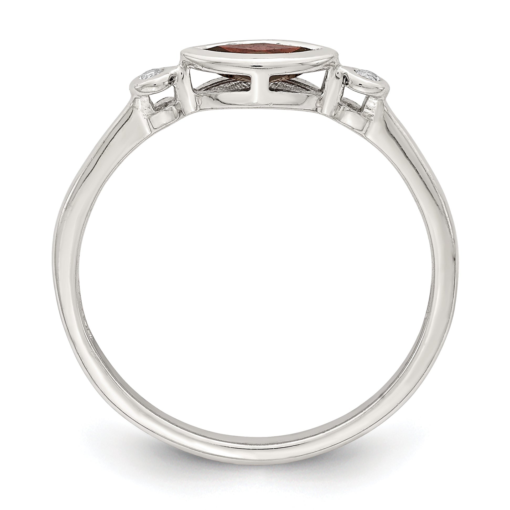 Sterling Silver Rhodium-plated Polished Garnet and White Topaz Ring Secondary image