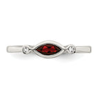 Sterling Silver Rhodium-plated Polished Garnet and White Topaz Ring