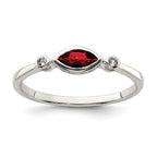 Sterling Silver Rhodium-plated Polished Garnet and White Topaz Ring