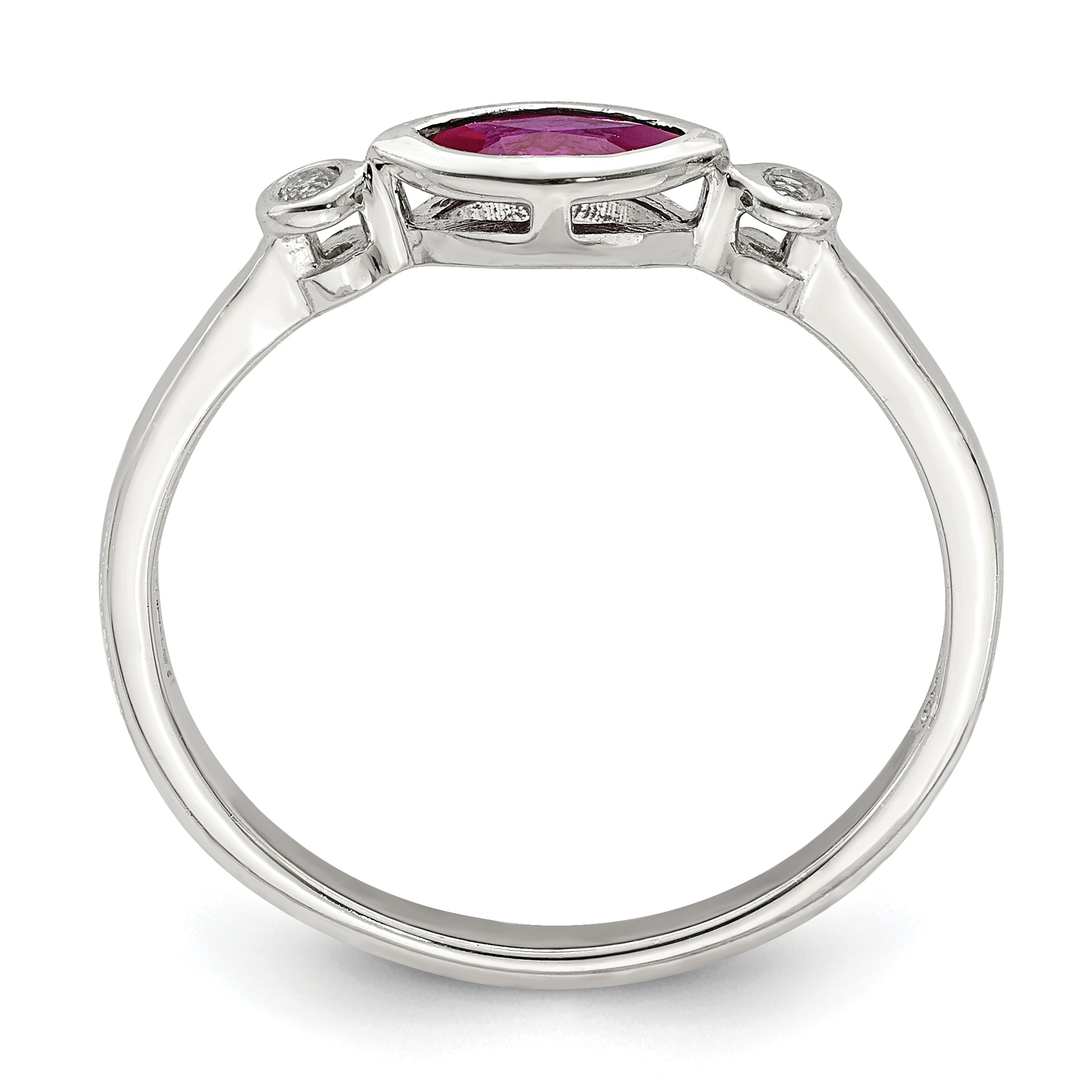 Sterling Silver Rhod-pltd Polished Created Ruby and White Topaz Ring Secondary image