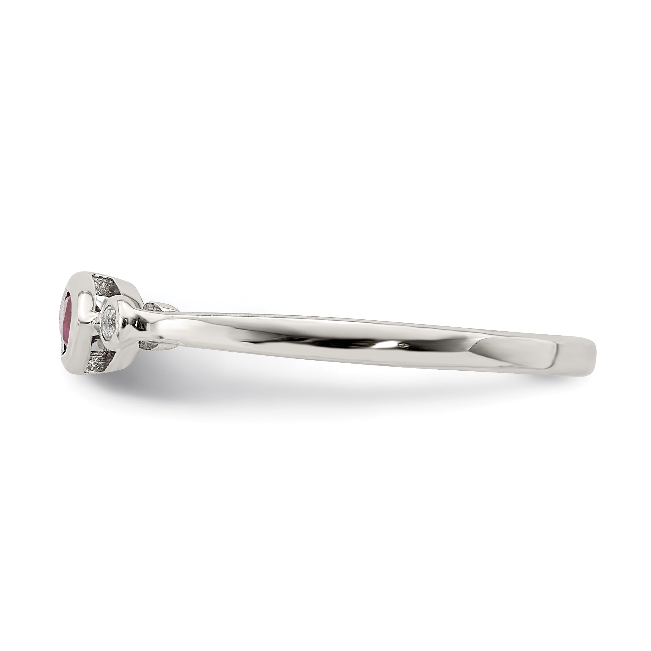 Sterling Silver Rhod-pltd Polished Created Ruby and White Topaz Ring