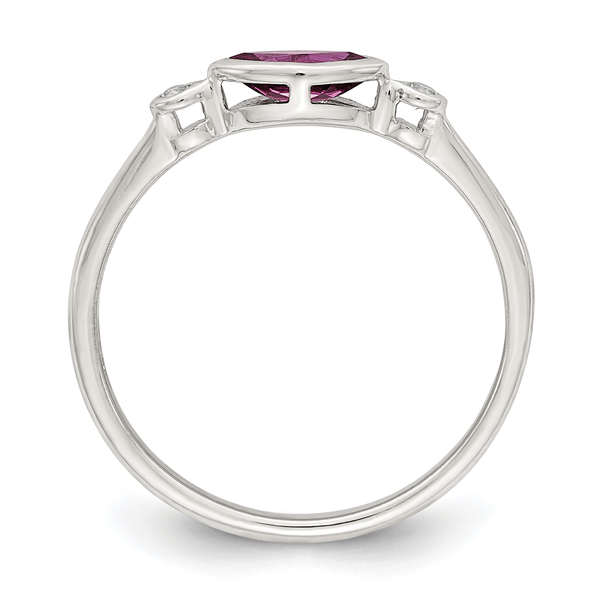Sterling Silver Rhodium-plated Polished Rhololite and White Topaz Ring Secondary image