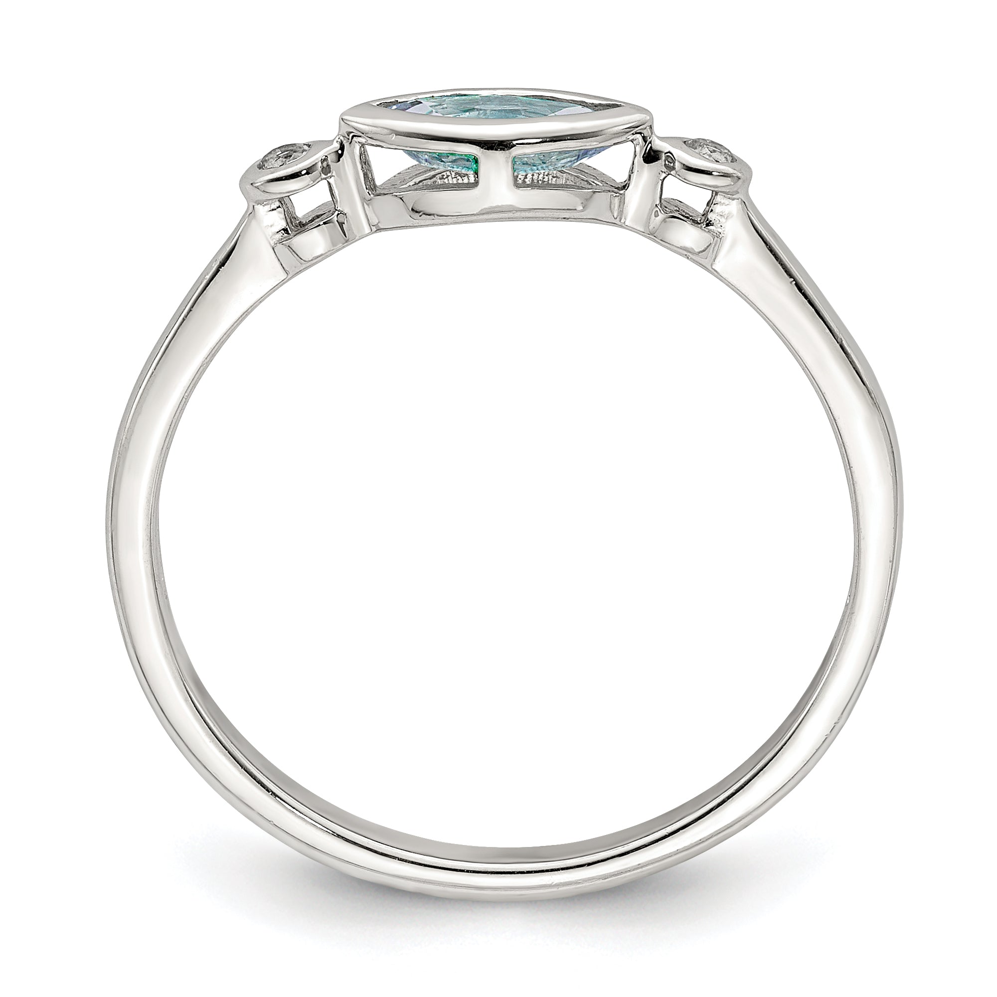 Sterling Silver Rhodium-plated Polished Aquamarine/White Topaz Ring Secondary image