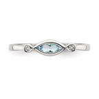 Sterling Silver Rhodium-plated Polished Aquamarine/White Topaz Ring