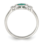 Sterling Silver Rhod-platd Polished Created Emerald/White Topaz Ring