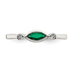 Sterling Silver Rhod-platd Polished Created Emerald/White Topaz Ring