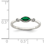 Sterling Silver Rhod-platd Polished Created Emerald/White Topaz Ring