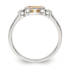 Sterling Silver Rhodium-plated Polished Citrine and White Topaz Ring