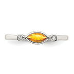 Sterling Silver Rhodium-plated Polished Citrine and White Topaz Ring