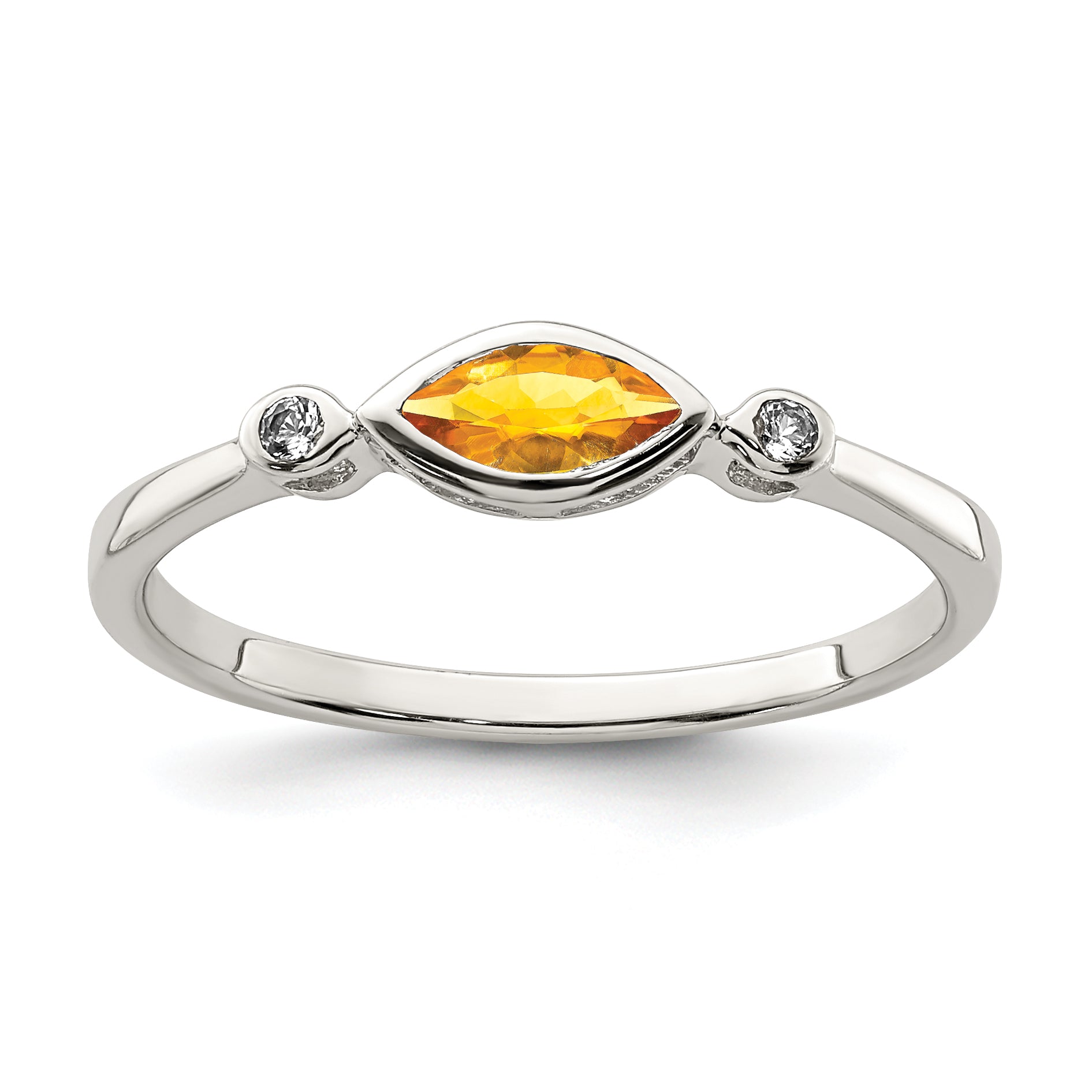 Sterling Silver Rhodium-plated Polished Citrine and White Topaz Ring Main image