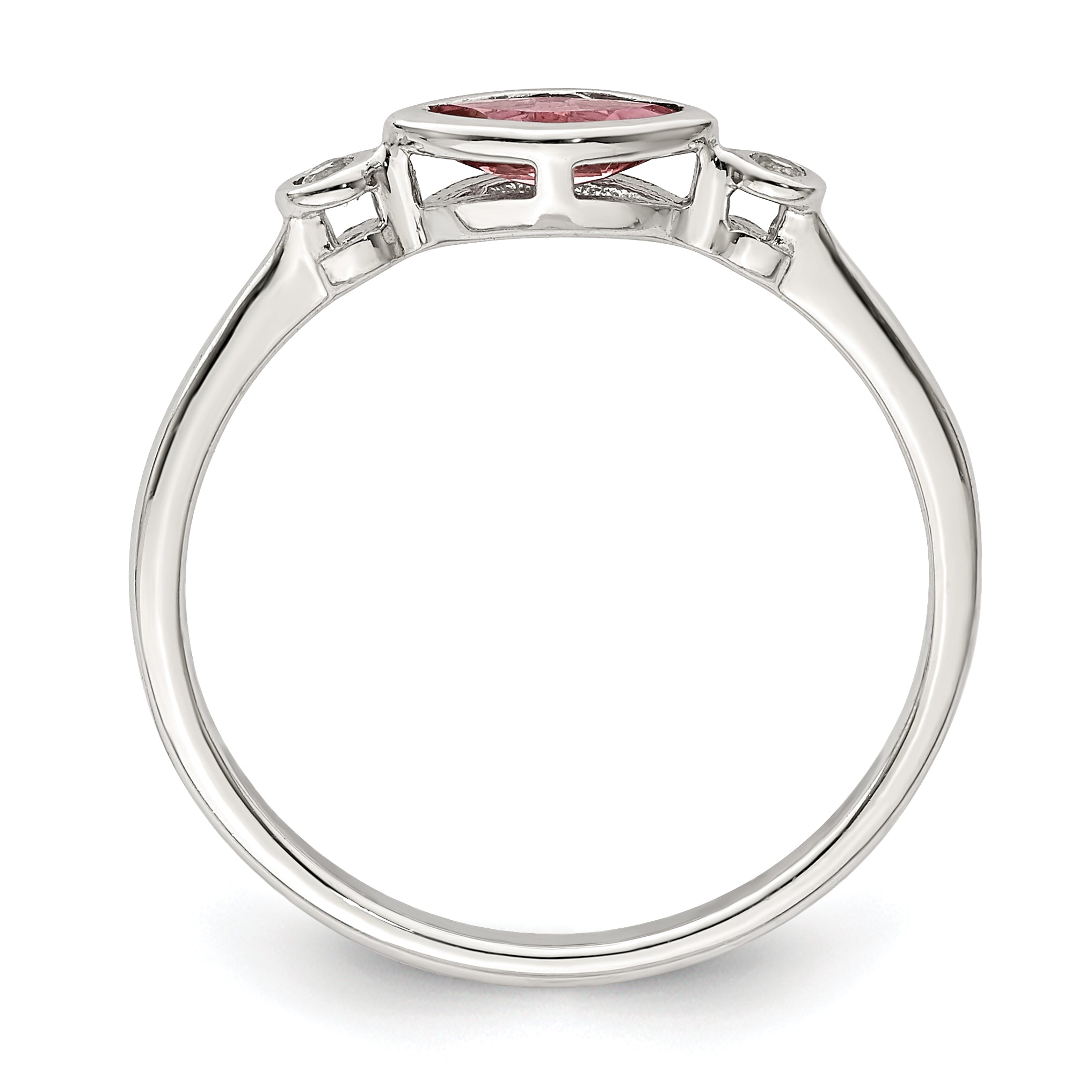 Sterling Silver Rhod-pltd Polished Pink Tourmaline/ White Topaz Ring Secondary image