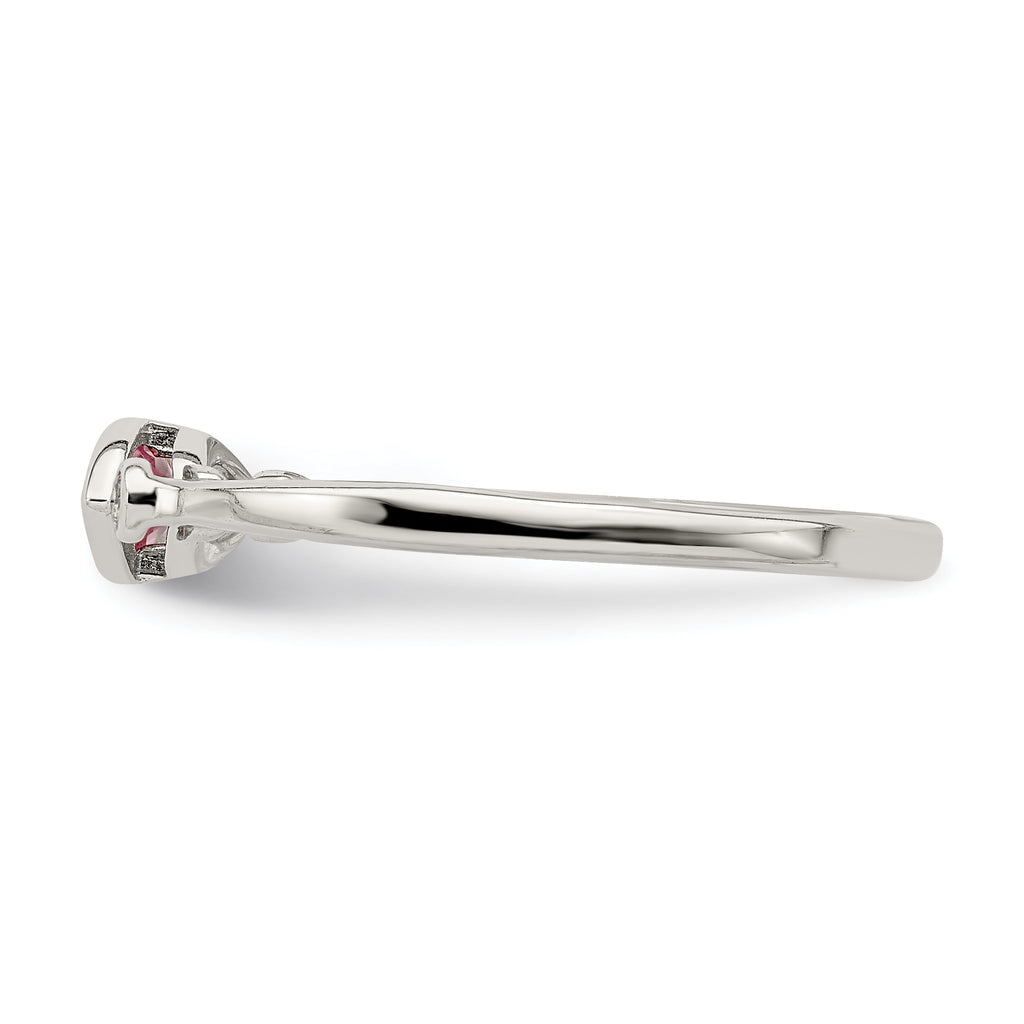 Sterling Silver Rhod-pltd Polished Pink Tourmaline/ White Topaz Ring