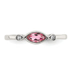 Sterling Silver Rhod-pltd Polished Pink Tourmaline/ White Topaz Ring