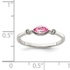 Sterling Silver Rhod-pltd Polished Pink Tourmaline/ White Topaz Ring