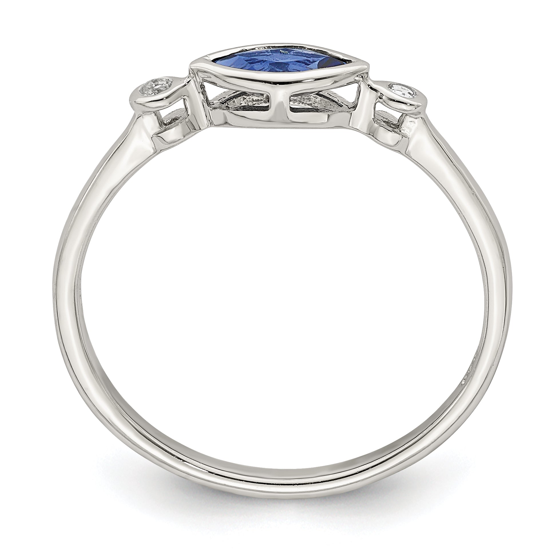 Sterling Silver Rhod-pltd Polished Created Sapphire/White Topaz Ring Secondary image