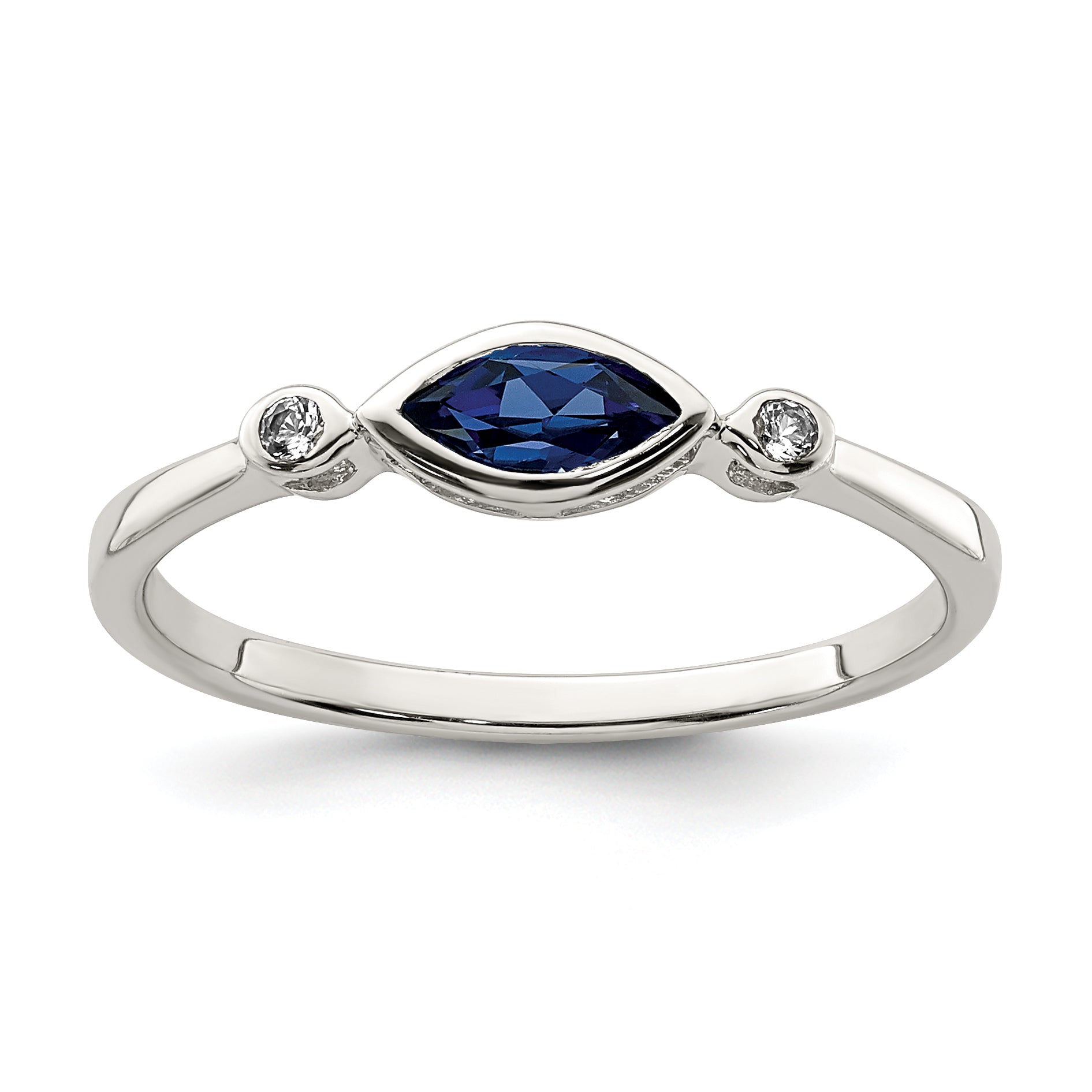 Sterling Silver Rhod-pltd Polished Created Sapphire/White Topaz Ring Main image