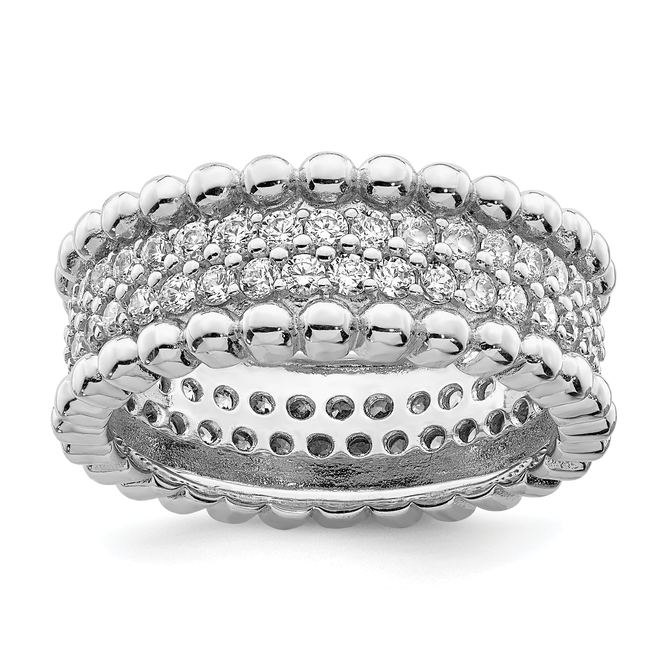 Sterling Silver Rhodium Plated CZ Ring Main image