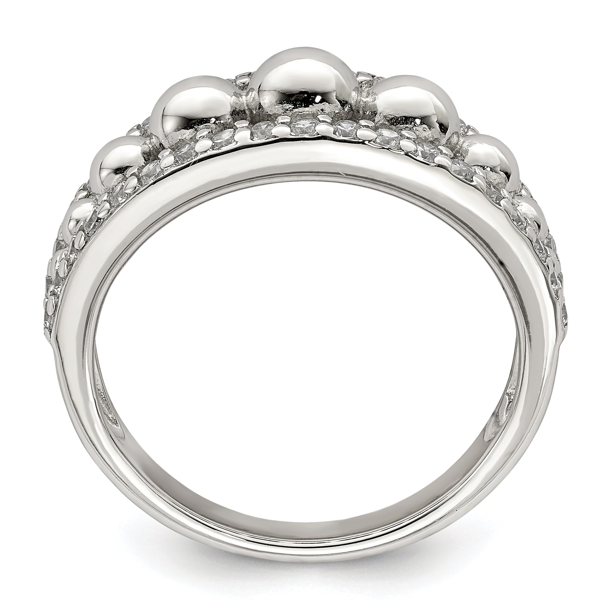 Sterling Silver CZ With Beads Ring Secondary image
